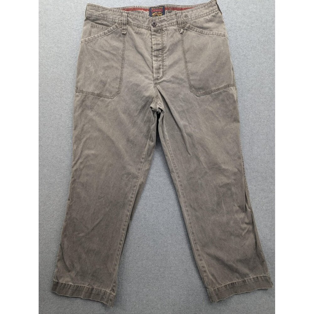 Cremieux Pants Mens 36x30 Gray Herringbone Carpenter Cinch Back Fly Work Utility